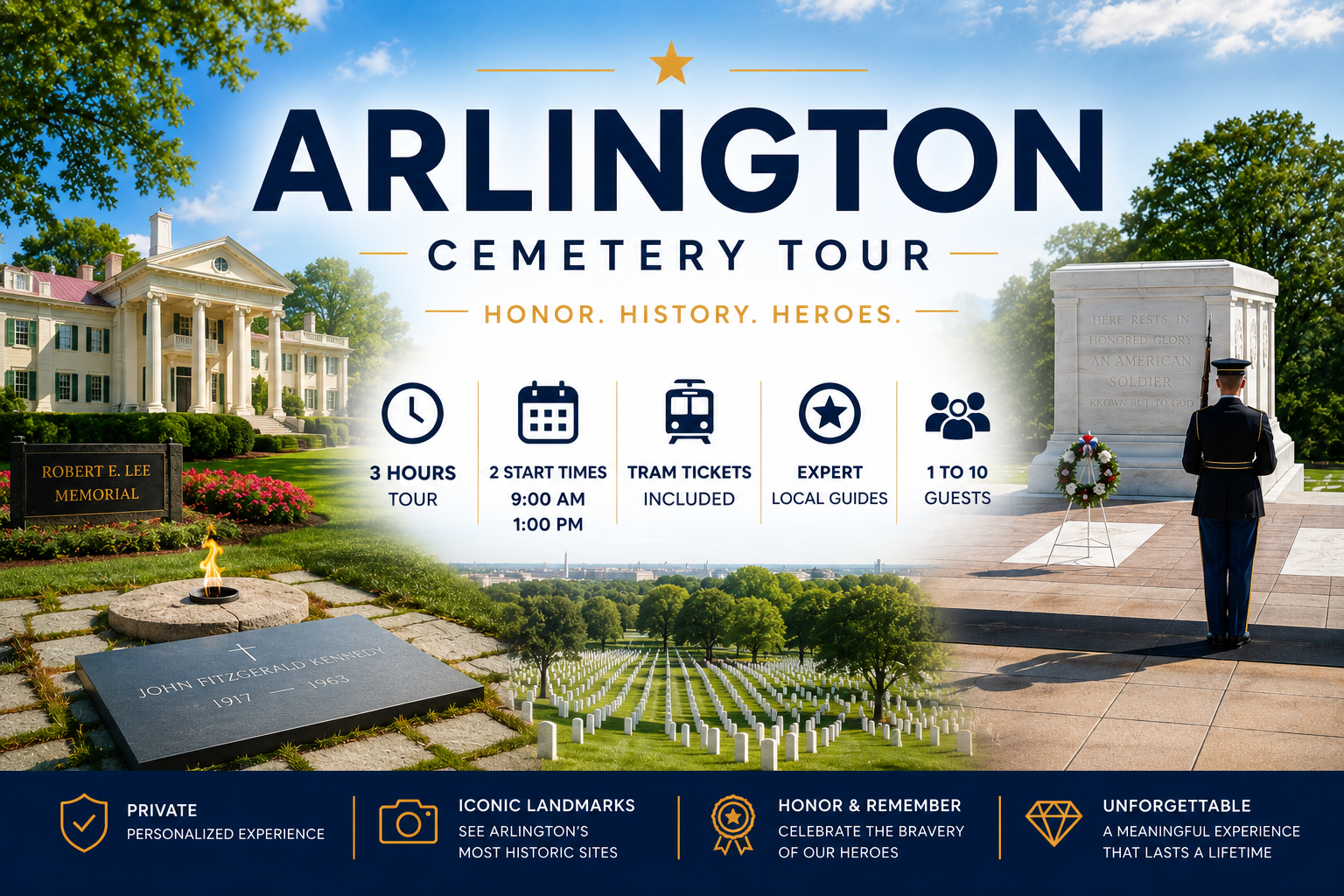 Arlington Cemetery Private Tour from Washington DC | Tram Tickets Included