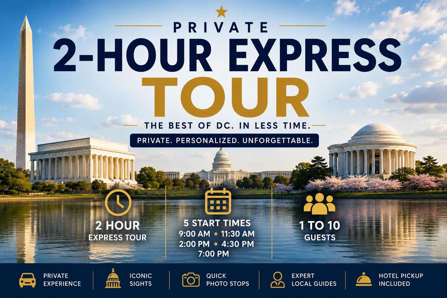 Washington DC 2-Hour Private Express Tour | Hotel Pickup Included