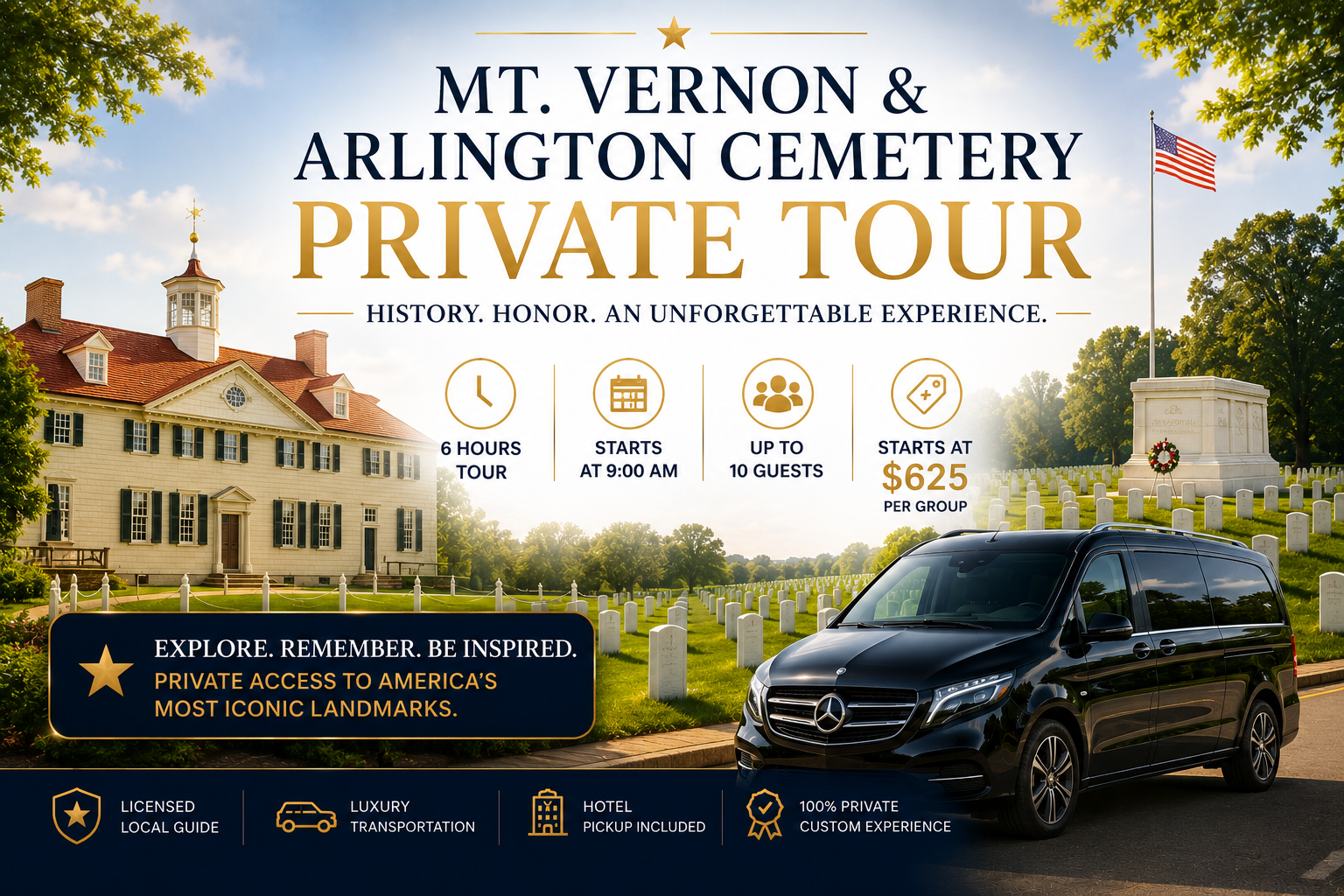 Mount Vernon & Arlington Cemetery Private Tour | Washington DC Luxury Tour